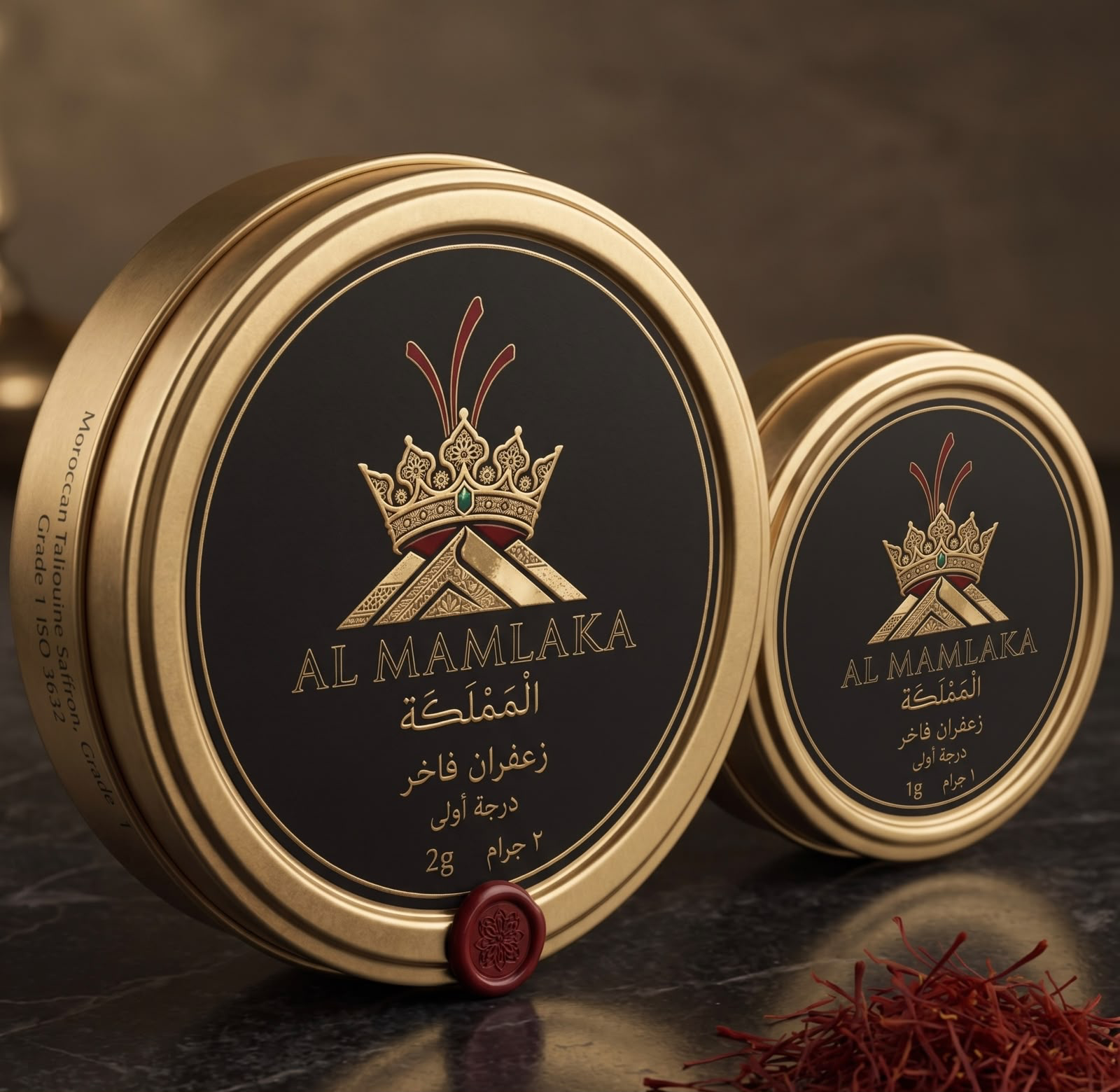 علب الزعفران الذهبية من المملكة، النموذج الأولي للتغليف